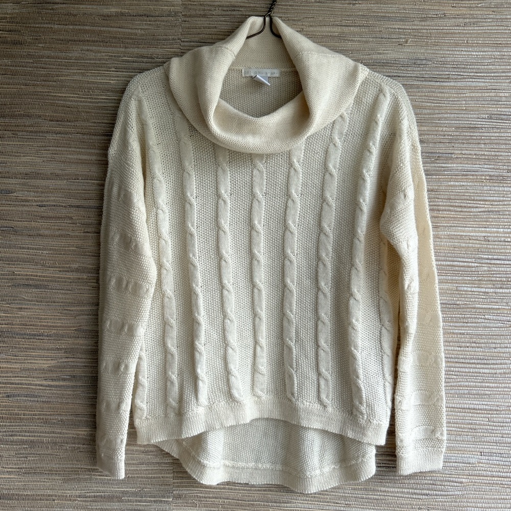 Design History High Low Wool Blend Cable-knit Cowl-neck Sweater Size S